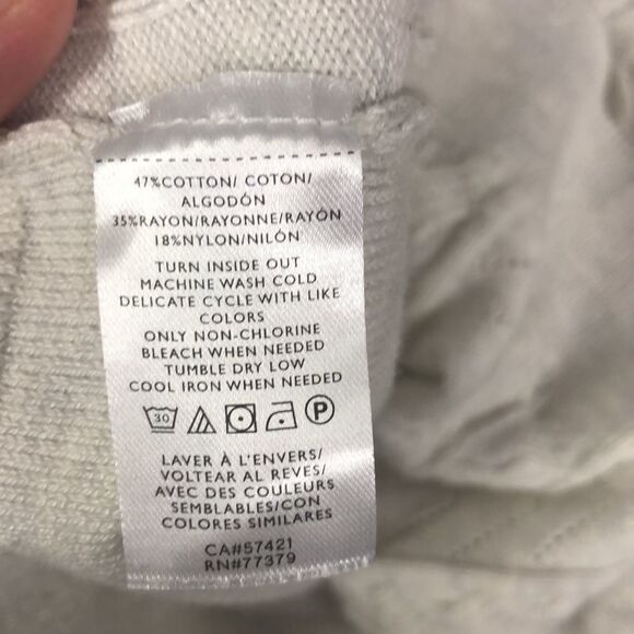 Ann Taylor L Silver Gray Cable Knit Pearled Sweater - Picture 10 of 12